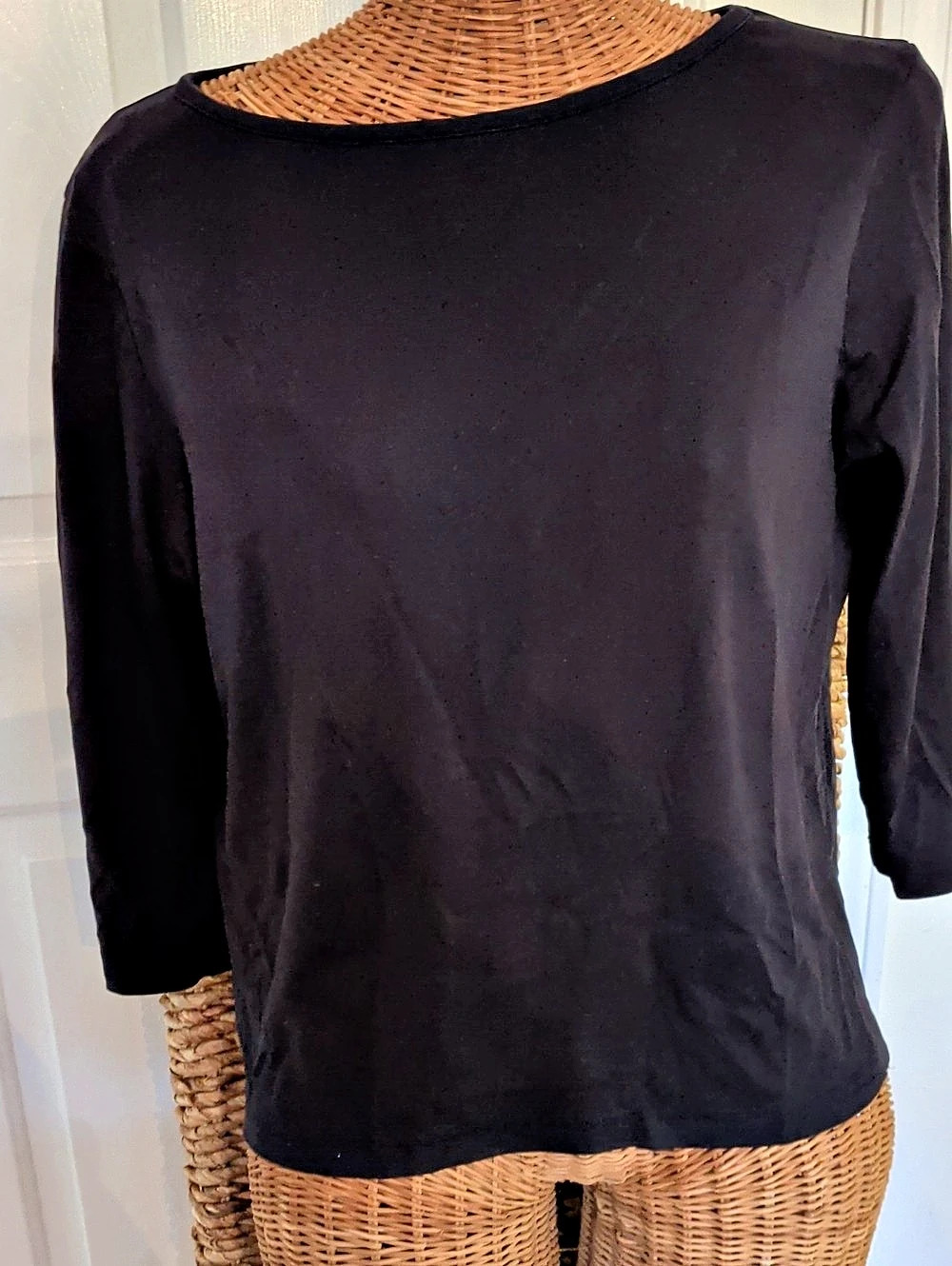 L.L.Bean Supima Cotton Boatneck Tee Long Sleeve Black XL